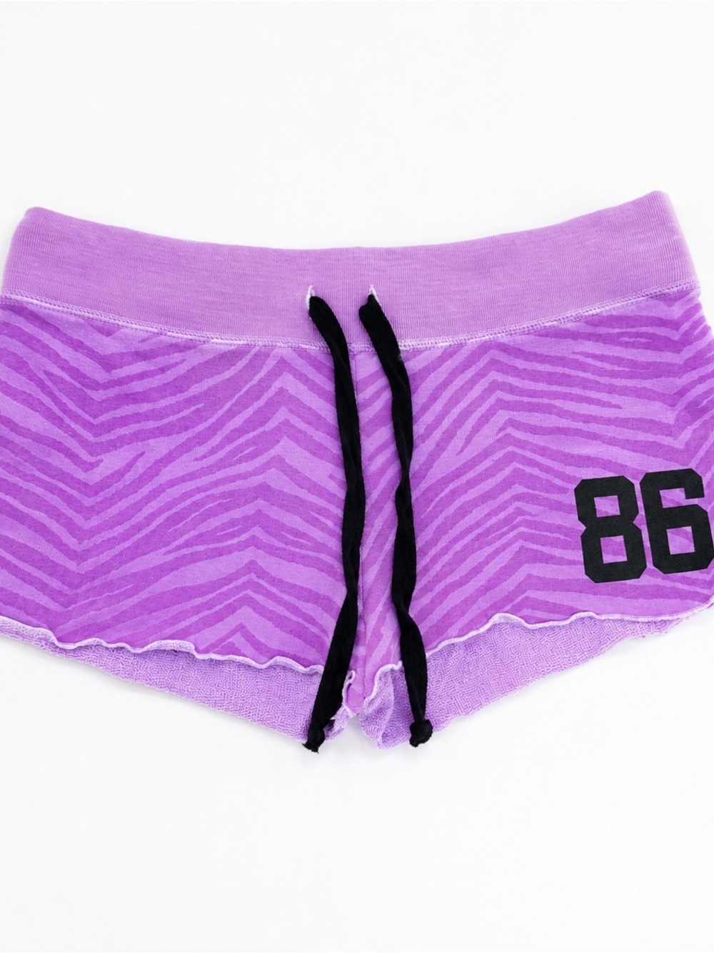 Purple Women's Zebra-Print Lounge Shorts with Drawstring